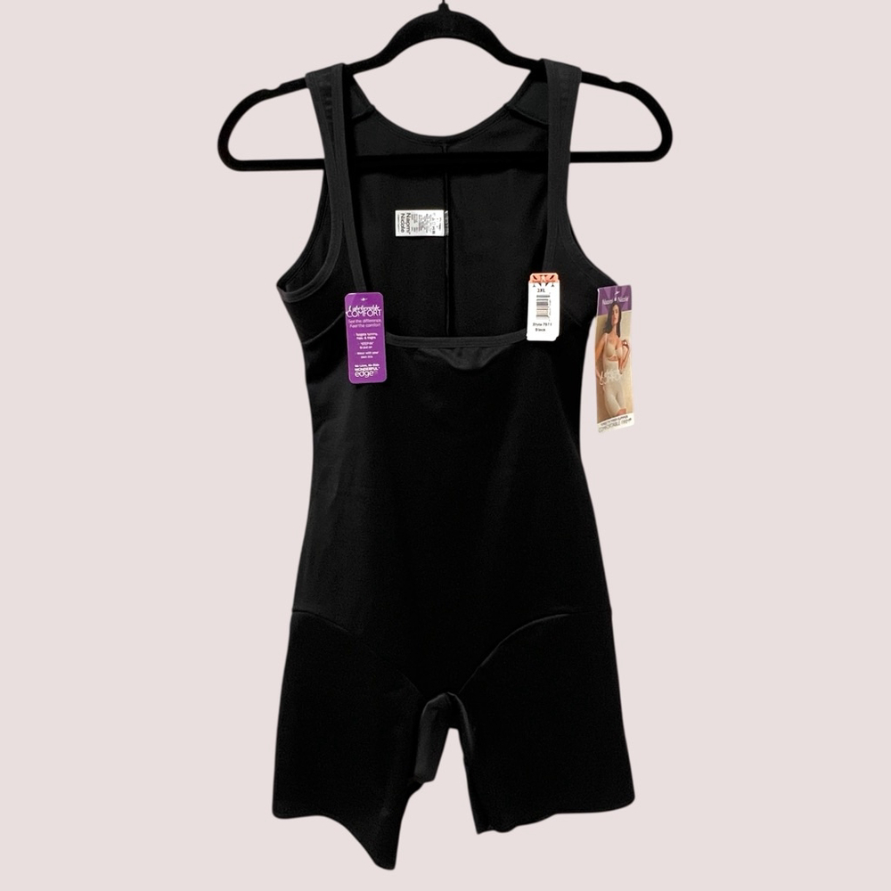 Naomi & Nicole 7071 Torsette Thigh Slimmer Shapewear Black 3XL Firm Control NWT